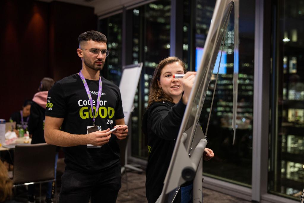 jpmorgan's tweet image. This weekend, over 120 #CodeForGood participants in #London came together to develop tech solutions for @Autistica, @CLIC_Sargent, @MovementToWork, and @projectaccess_.