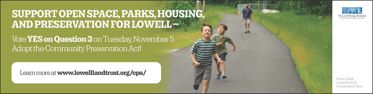 Polls are open until 8pm today.  Please be sure to get out and vote! #lowell #likelowell #lowellma #preservation #historicpreservation #openspace #parks #affordablehousing #communitypreservationact
