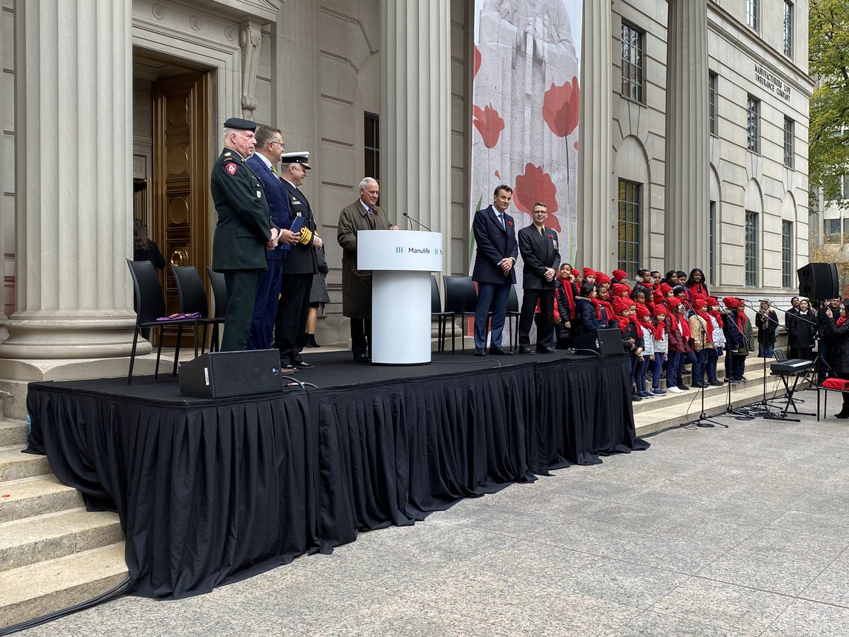 MHarrisonJH's tweet photo. @Manulife head office remembering those that lost their lives as part of a #RemembranceDay celebration https://t.co/Gb1nZvVxjh