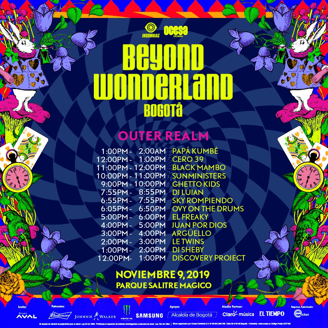 Prográmate y comienza a soñar con este mundo de fantasía que se hará realidad el próximo sábado en la primera edición de #BeyondWlandBOG 
🕰🐇🎩