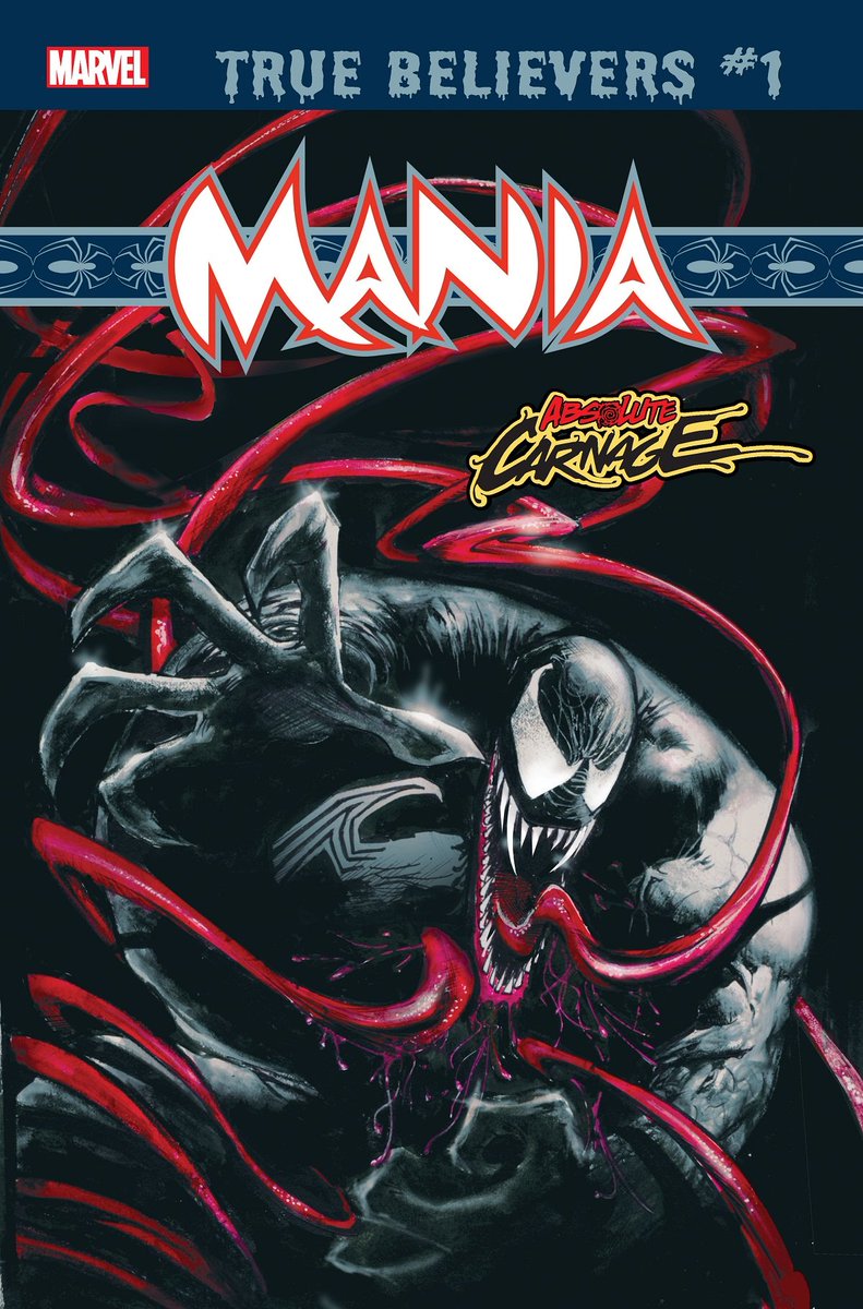 The Venom clone later known as 'Mania' first appears in Venom Volume 1 Issue #1 (recently reprinted as "True Believers: Mania").The symbiote would go on to bond with radar/communications specialist Patricia Robertson, and become a new 'Venom'