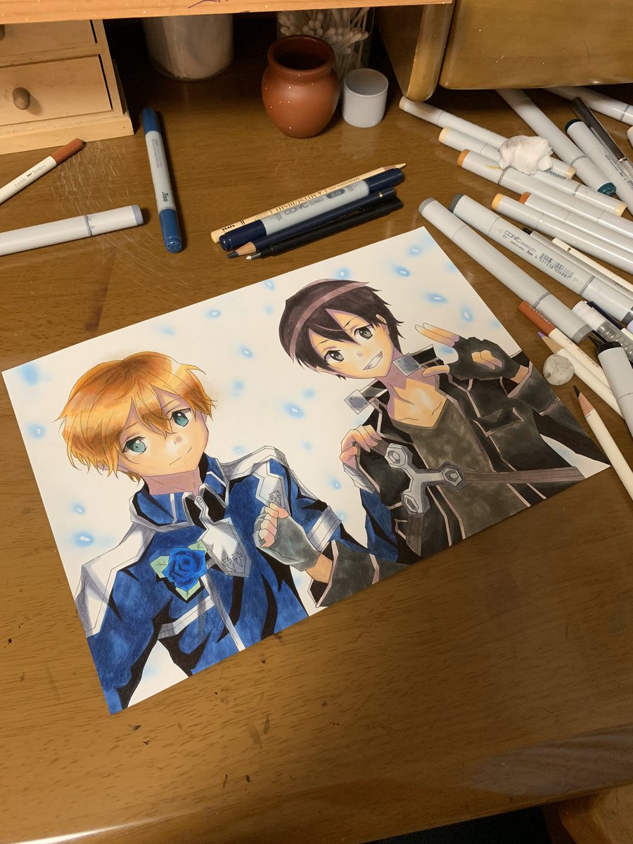 Mitarasi イラスト 描いてみた コピック 模写 アニメ アニメ好きと繋がりたい Sao Sao Anime アリシゼーション ソードアート オンライン キリト ユージオ 上手いと思った人リツイート Saoのキリトとユージオ描いてみました 少しでも