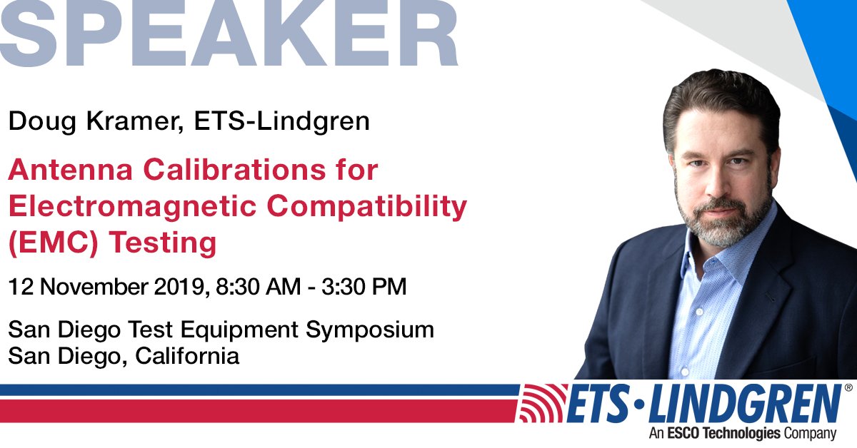 ETSLindgren's tweet photo. Don't miss our Lab Services Director Doug Kramer's presentation at #SDTES in beautiful #SanDiego! His talk on #Antenna Calibrations for #EMC Testing will be on Tues, Nov 12, at 8:30am. 📡

Register now! https://t.co/BtxNFAJwra https://t.co/bvCHtyqZ0x
