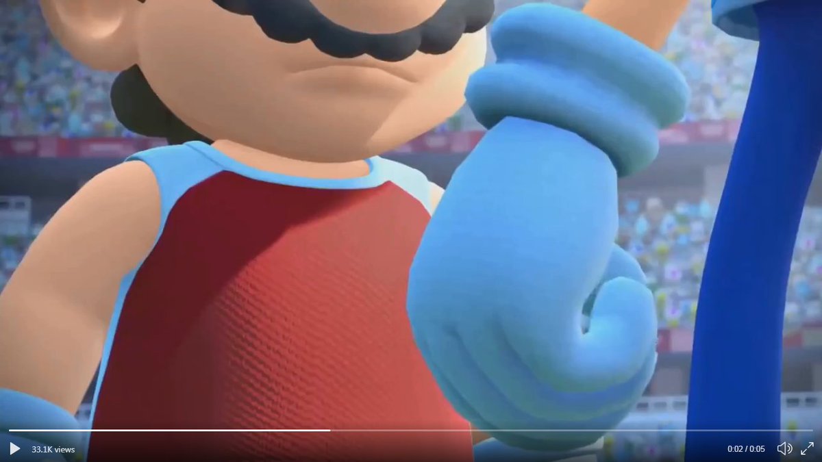 AddingPaul's tweet photo. @NintendoAmerica @SEGA Does nobody want to talk about the second shot here?
Like, Mario and Sonic are pretty much the same height. (right)
And yet Sonic is noticeably taller here, (left) as if he was suddenly standing on a box.
I'm not the only person to see this right? https://t.co/4KxNCic3A7