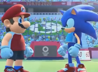 AddingPaul's tweet photo. @NintendoAmerica @SEGA Does nobody want to talk about the second shot here?
Like, Mario and Sonic are pretty much the same height. (right)
And yet Sonic is noticeably taller here, (left) as if he was suddenly standing on a box.
I'm not the only person to see this right? https://t.co/4KxNCic3A7