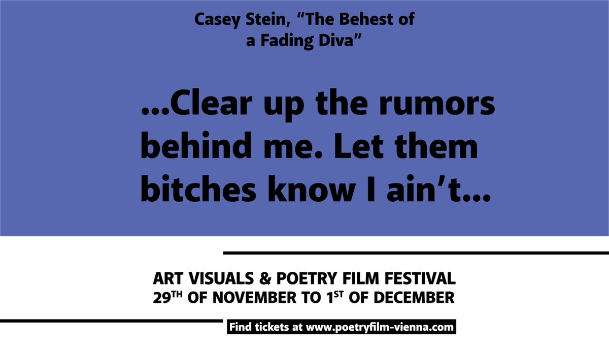 sigrun_vienna's tweet photo. Our daily Poetry Filmfestival tease is here 😍
We are eager to show this powerful movie!
Be sure to save the date: Art Visuals & Poetry Filmfestival, 30th of November, 19:30 Metro Kinokulturhaus
#artvisualsandpoetry #poetryfilm #filmpoems #shortfilm #poetryfilmfestival #Vienna https://t.co/UdRWL6LWof