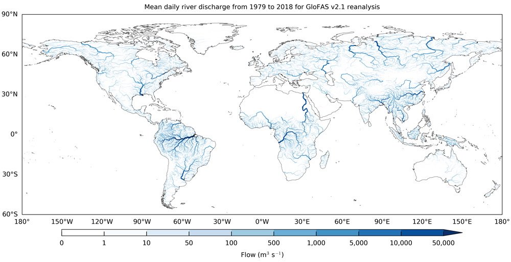 ECMWF has launched the GloFAS v2.1 global river discharge reanalysis today, an <a href="/CopernicusEMS/">Copernicus EMS</a> product. Available freely through the <a href="/CopernicusECMWF/">Copernicus ECMWF</a> CDS providing daily river discharge information at the global scale from 1979 to near real time: cds.climate.copernicus.eu/cdsapp#!/datas…