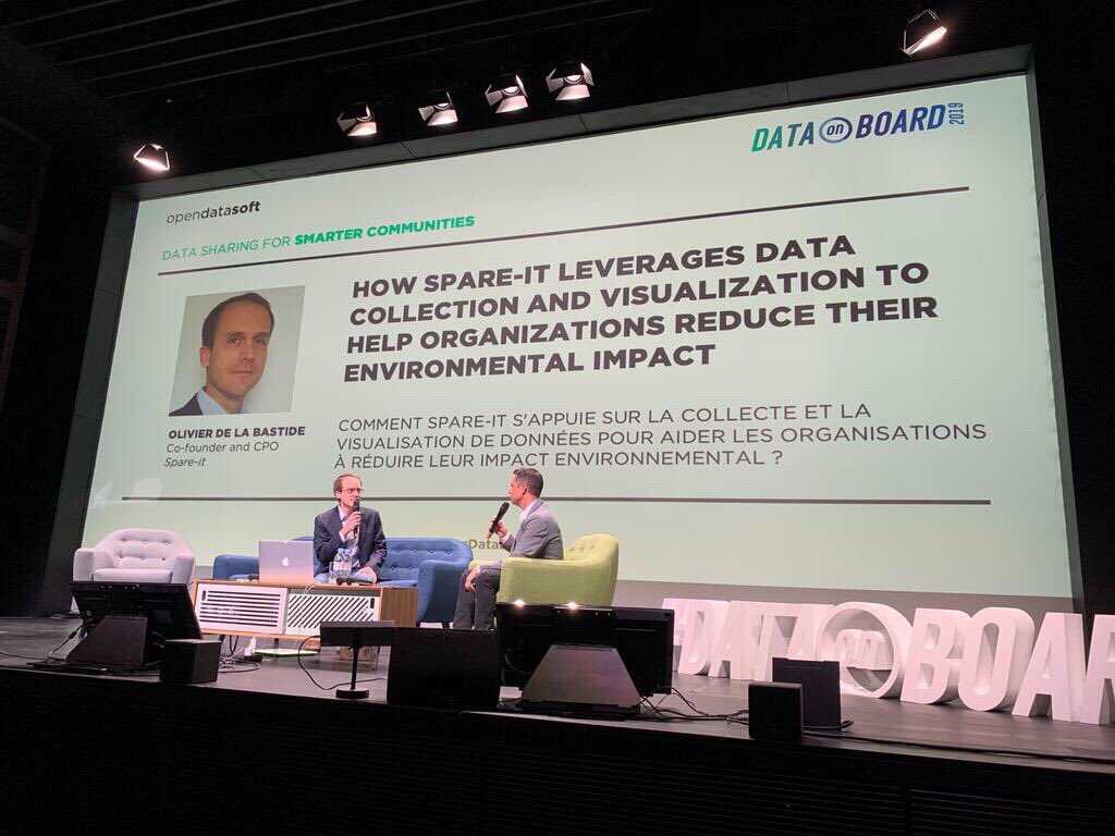 Spareit1's tweet image. @olivierdlb was talking today at &quot;Data On Board&quot; summit in Paris, explaining how Spare-it leverages open data to help organizations develop a sustainable corporate culture and reduce their environmental impact. 
#opendatasoft #employeeengagement #Sustainability #datavizualization