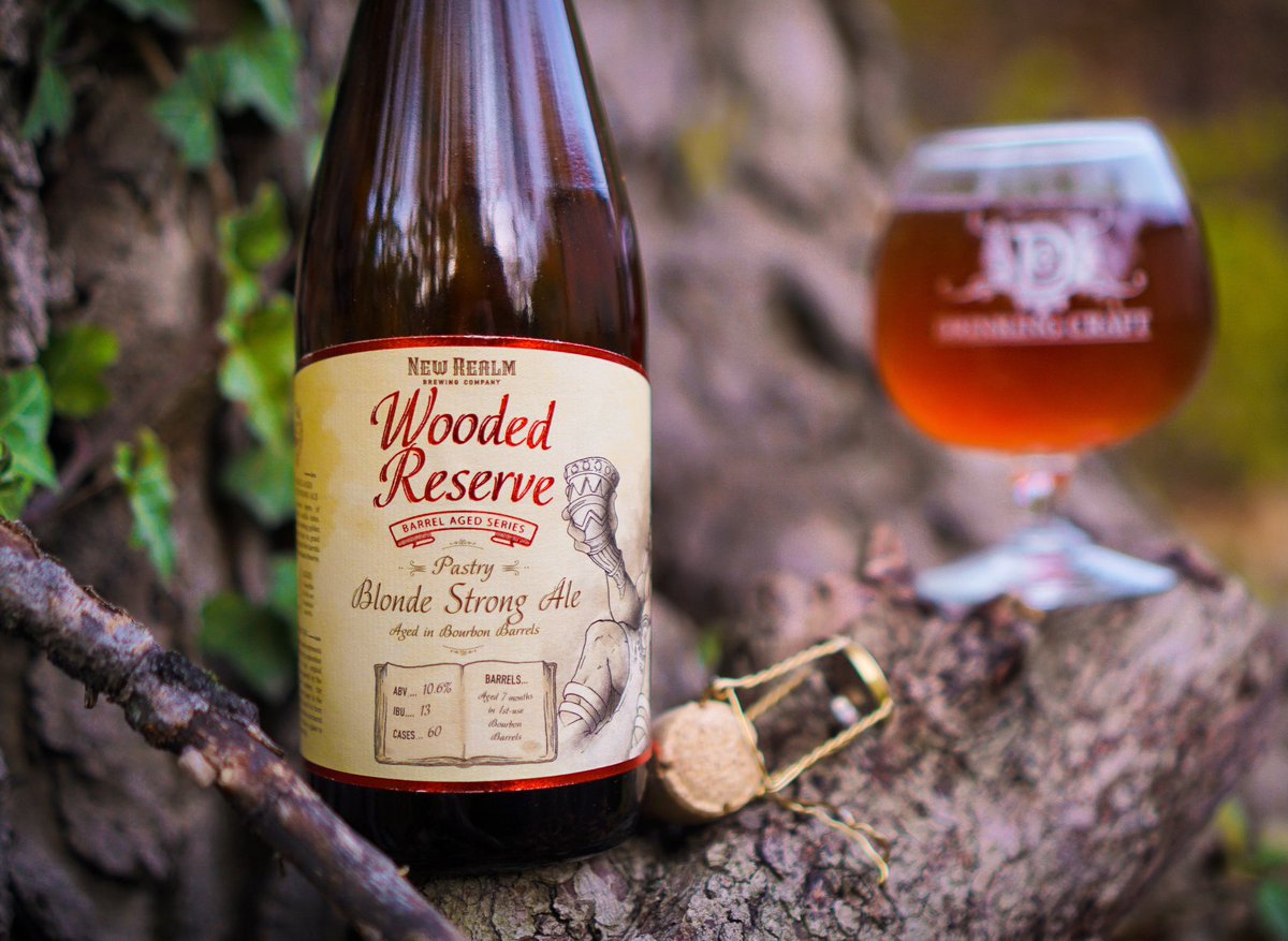 Wooded Reserve: the 1st Barrel Aged Beer series from <a href="/newrealmbrewing/">New Realm Brewing</a>. This is the Pastry Blonde Strong Ale aged for 7 mo. in 1st use Bourbon Barrels clocking in at 10.6% and it’s absolutely splendid. Huge Belgian candy, vanilla, and cherry flavors with relatively no trace of OH.