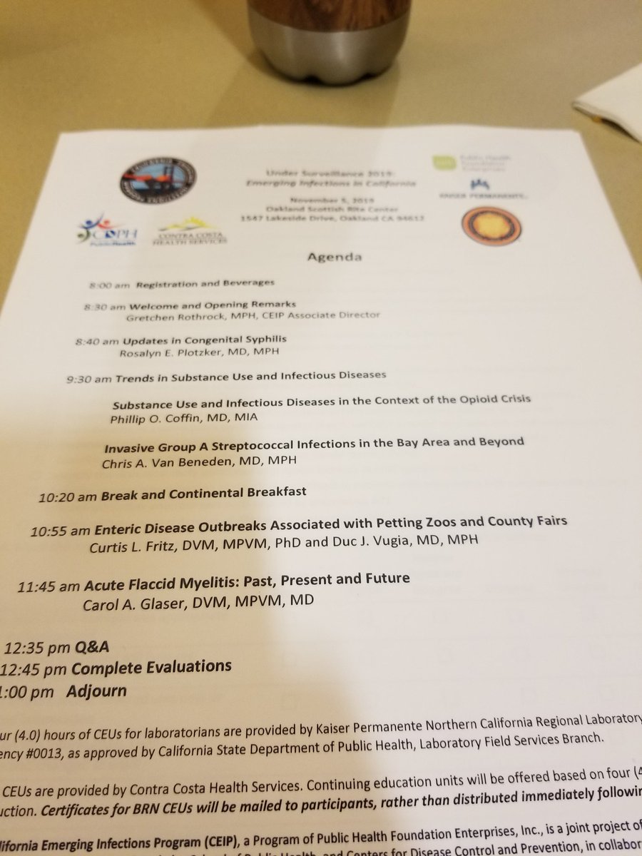 California Emerging Infectious Diseases presents Under Surveillance 2019: Emerging infections in California. Definitely some crazy findings! #publichealth #epidemiology #freeevent #cdph #ceip #infectiousdiseases