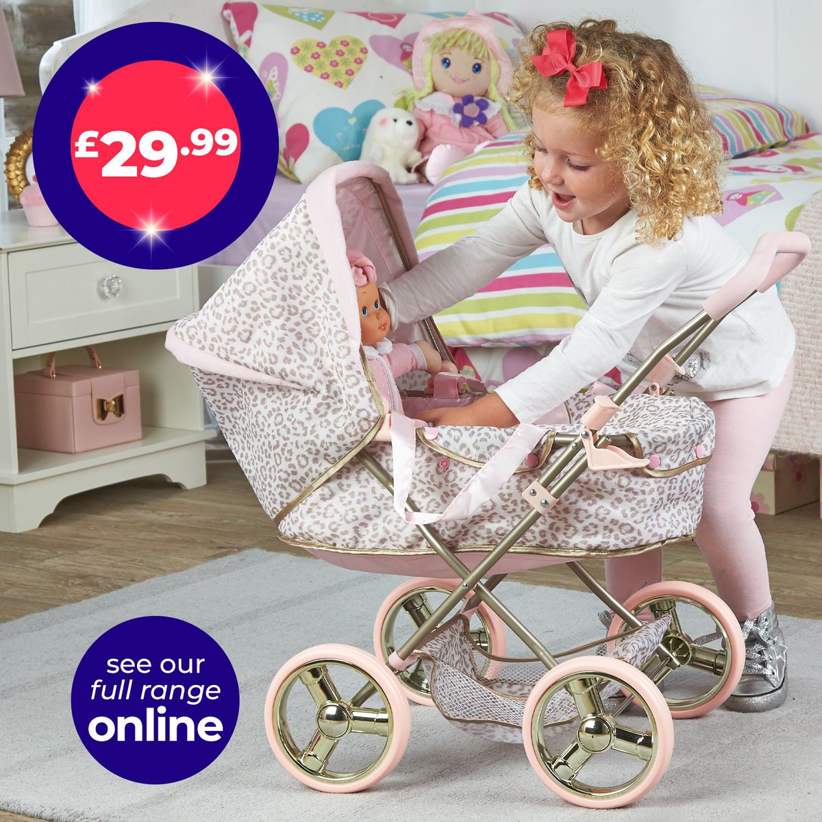 leopard print dolls pram