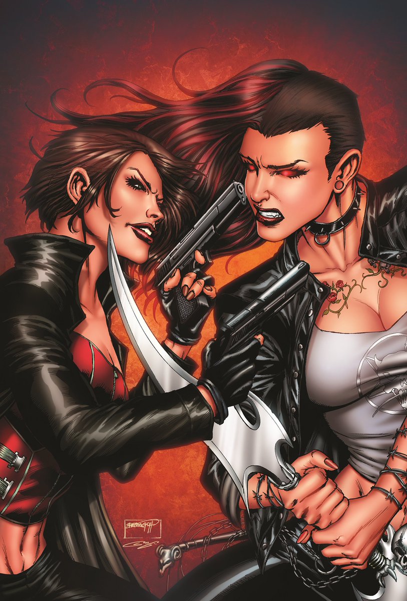 Zenescope's tweet photo. Today is #nationalredheadday and we would like to honor our favorite red heads, Angelica Blackstone and Mercy Dante!

Artwork by @sheldongoh and @sanjun84 https://t.co/dGXHvxYNhW
