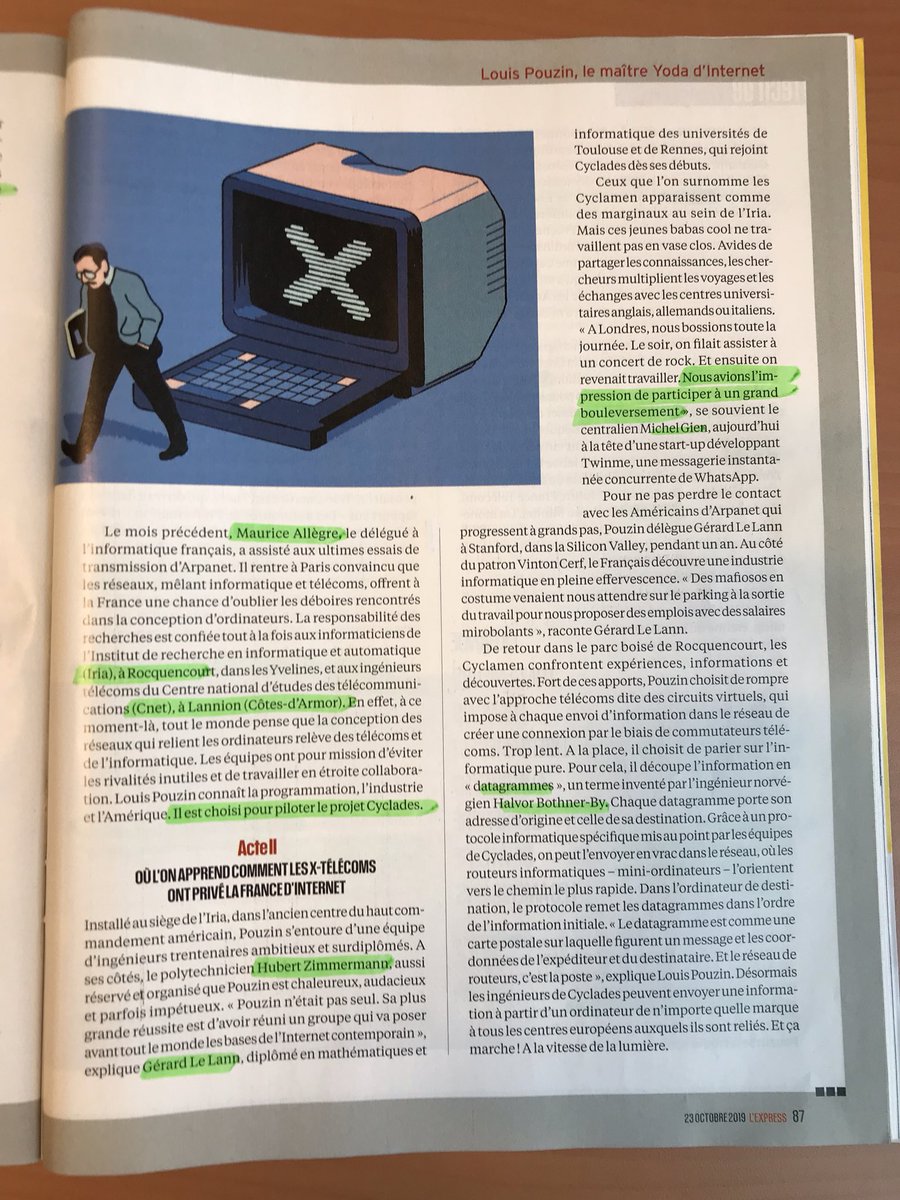 LegendumEst's tweet photo. 50a ap. la transmission UCLA -> Stanford (Arpanet), formidable papier de @Jlucbarberi @LEXPRESS rendant hommage à Louis POUZIN, «vénérable» ingénieur français, co-créateur du #datagramme, co-titulaire du prestigieux Queen Elisabeth Prize for Engineering #ICANN #RINA @FabienSoyez https://t.co/WbOoNCvl3j