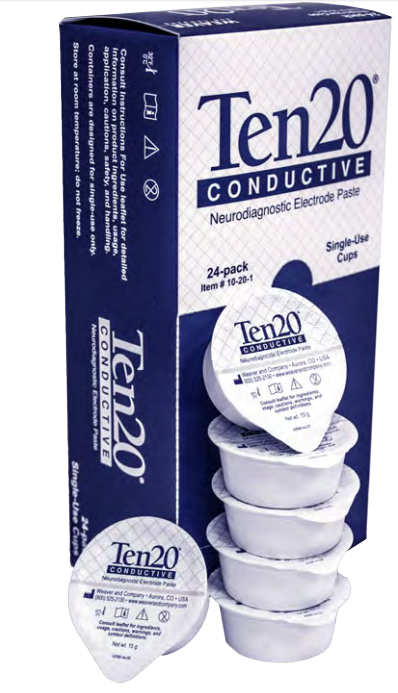 ElectrodeStore's tweet image. The Electrode Store now offers the new and popular Single-Use Cups of Ten20 Conductive Neurodiagnotic Electrode Paste made by @weaver_co.  
Available in packs of 24 cups.  Each cup is 15g (0.5 oz).