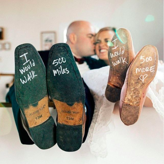 WeddingWire's tweet photo. Tag the one you would walk 500 miles for. 💘👣 {Black Mountain Weddings} https://t.co/Cvs2EcQLs2