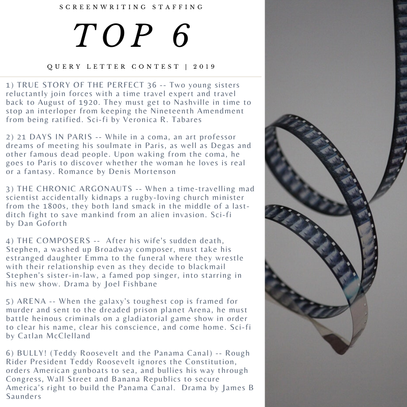 Congrats to our winners, finalists, and honorable mentions at this year's QUERY LETTER CONTEST. Read all of the loglines here: screenwritingstaffing.com/query-letter-c…

#scriptchat #screenwriter #loglines #writerslife #screenwriting #screenplays #filmproducers #indiefilm #film #filmmaker #tv