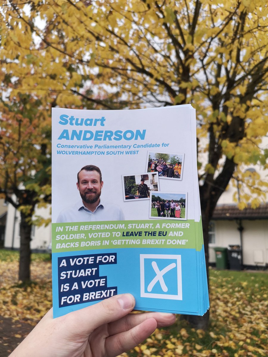 JoePorterUK's tweet photo. Fantastic to campaign for ex-soldier @Stuart4WolvesSW this morning. Local people should #StandWithStuart to #GetBrexitDone and deliver for Wolverhampton South West. ๐๐ฌ๐ง๐ก
#GE2019 #ToryCanvass https://t.co/7GQV0c9kSW
