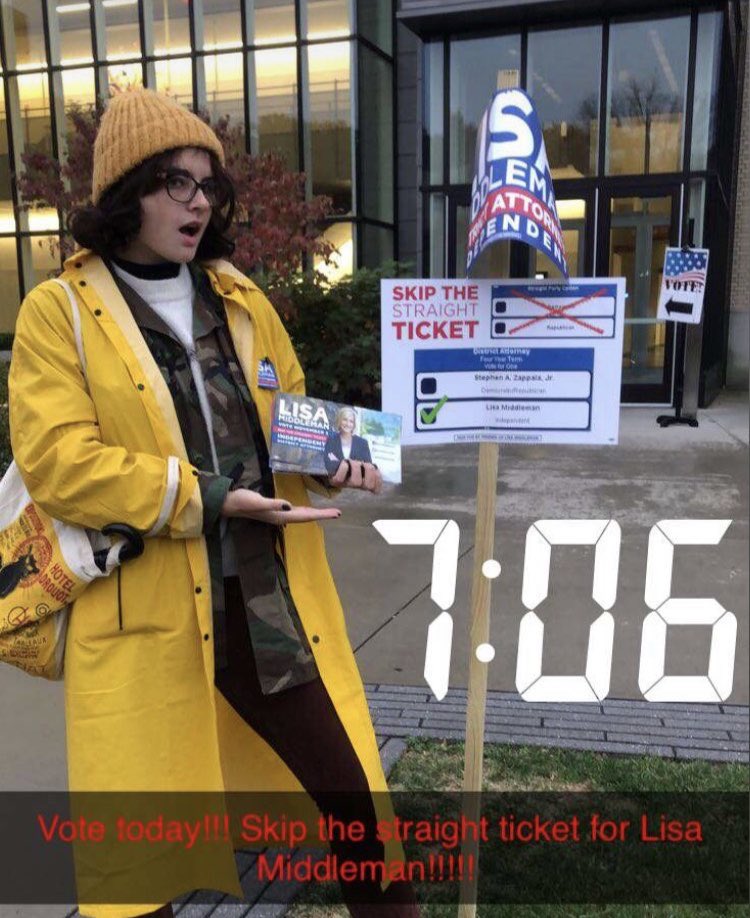 the_fourthwave's tweet photo. Our rising Editor-in-Chief, Molly, interned for Lisa Middleman’s campaign, and she’s been up canvassing since the early hours of the morning. There’s still plenty of time left to get out and vote!!! https://t.co/e5BZgn4DGW