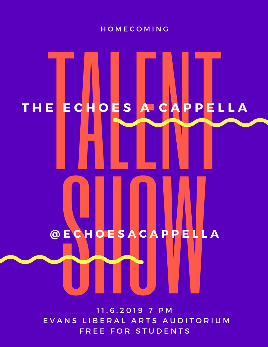 🌟TOMORROW NIGHT🌟 Come support The Echoes at the homecoming talent show in Evans Auditorium <a href="/7pm/">Huong Le</a>!!! Make sure to reserve FREE tickets through the link in our bio, It’s going to be a night you won’t want to miss👄