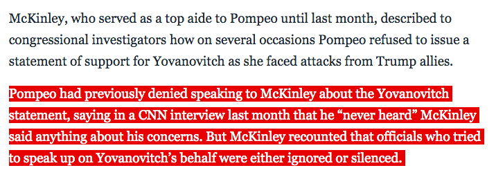 UPDATE 7: drilling down on McKinley's testimony it's quite clear  @SecPompeo is a liar and fraud  #UkraineScandal  #McKinley