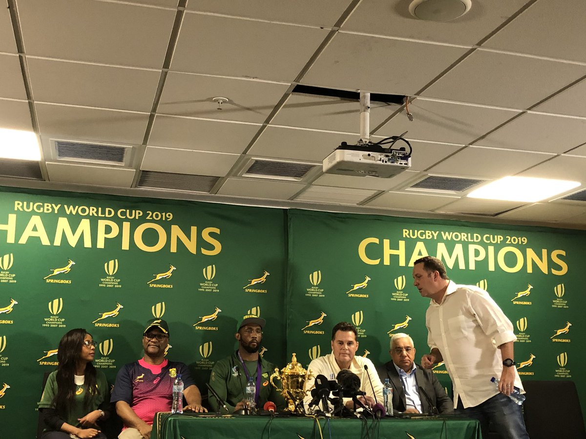 #SpringboksArrival Media briefing underway #SpringbokChampions #StrongerTogther