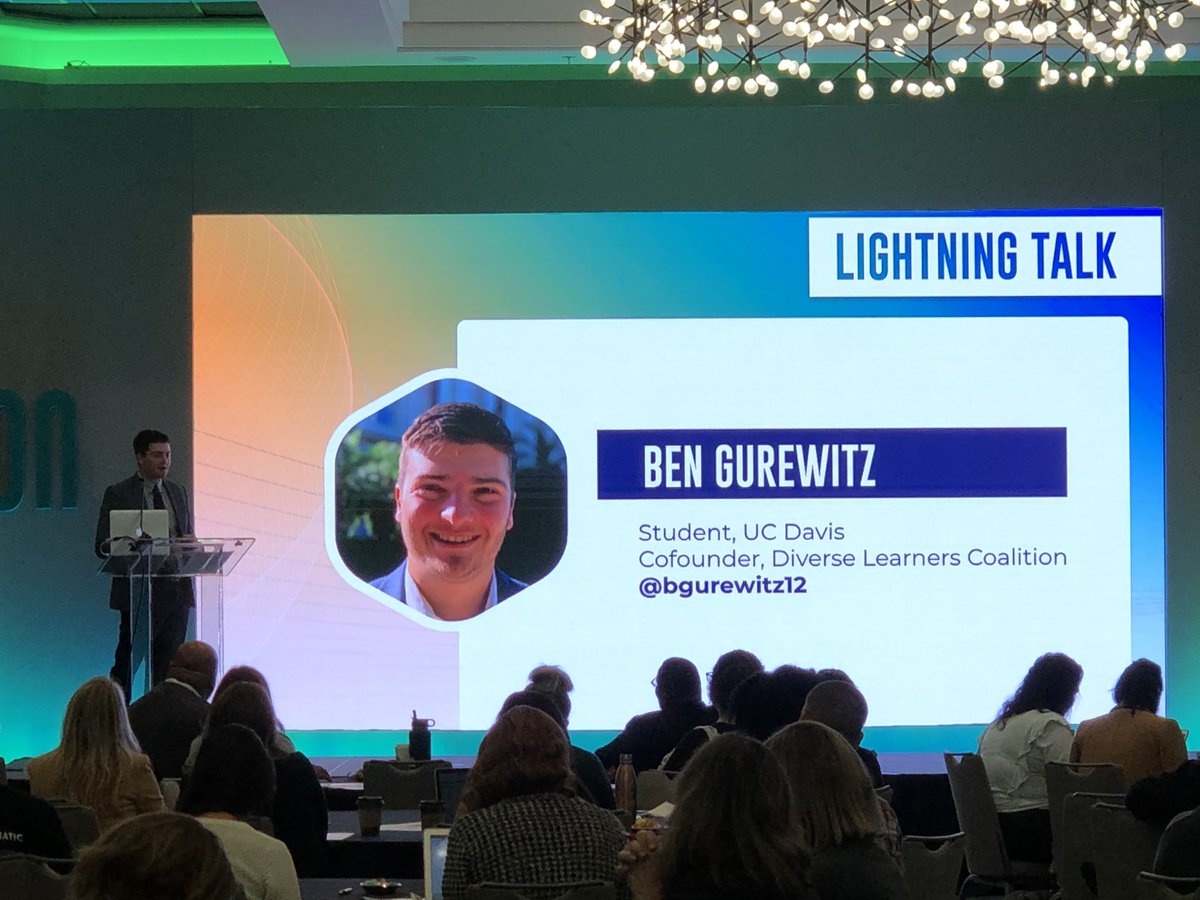 .@bgurewitz12 spoke at the @EdSurge office a couple years ago about living with learning differences. I learned so much and was so impressed with him. I’m thrilled to see him on stage here at #EdSurgeFusion sharing his story with edu leaders.