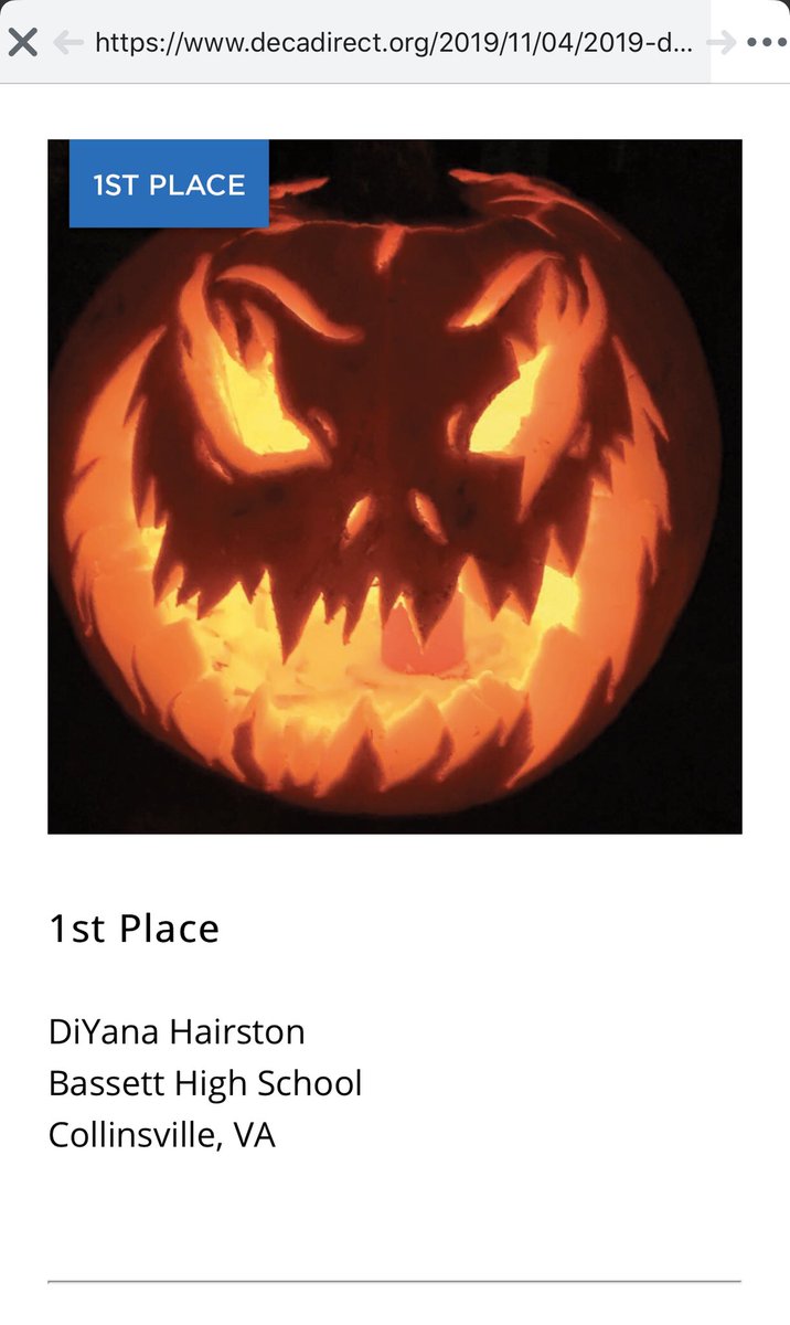 Congratulations to BHS DECA member, DiYana Hairston on her 1st Place National DECA Scariest Pumpkin win!!!! #GoBengals #FirstWinofMany <a href="/DECAInc/">DECA Inc.</a>