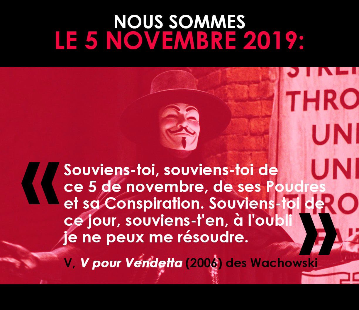 Blockbusters Une Citation De Vpourvendetta Par Les Copains Du Compte E Guillemets Pour Finir Cette Journee Ne Peut Pas Faire De Mal Twitter