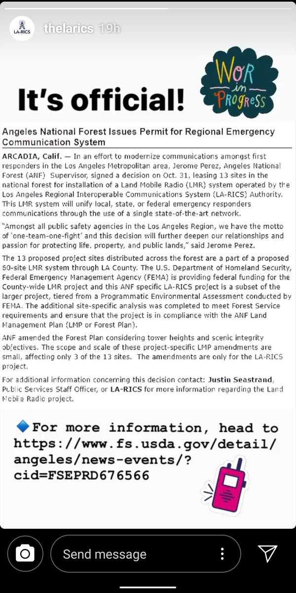 LARICSexec's tweet image. This is wonderful news for the fire fighters that fight fires in our Forest! Much work ahead by @TheLARICS team and @MotoSolutions. This will allow great interoperability in the worst of times... @LACOFD @LACoFDPIO @LASDHQ @joinipsa