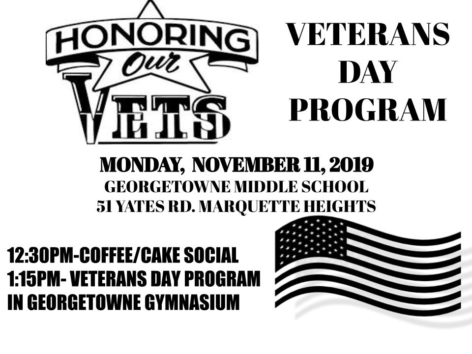 gms_tigers's tweet photo. Veterans Day Program
District 102 schools will be celebrating Veterans Day with a program honoring Veterans and their service. Veterans are invited for a coffee/cake social at 12:30pm in the GMS cafeteria, followed by a 1:15pm program in the GMS gymnasium. https://t.co/o4kXgWIhC1