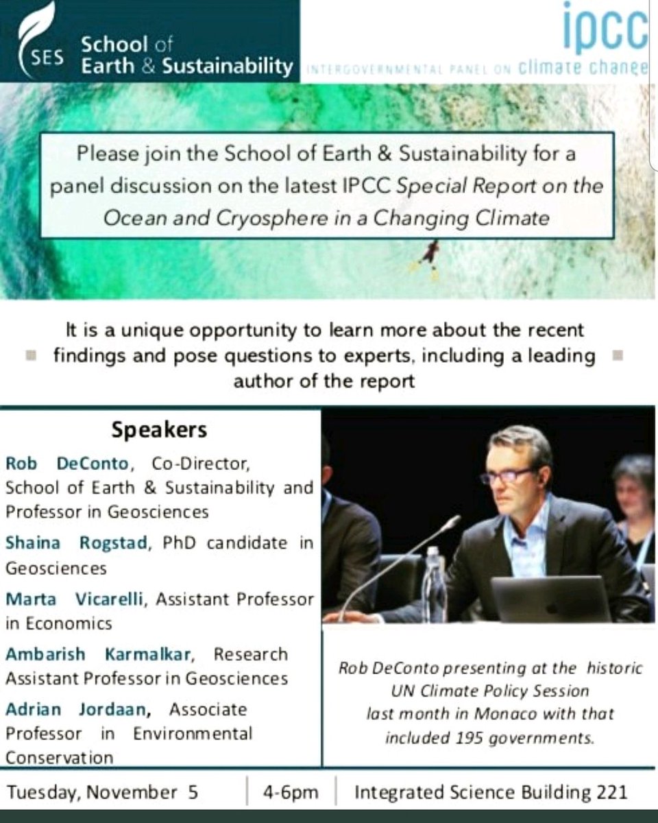 Reminder that today we are hosting a panel on the latest IPCC report. This will ne a great opportunity to hear the newest findings from a lead author on the report! #IPCC