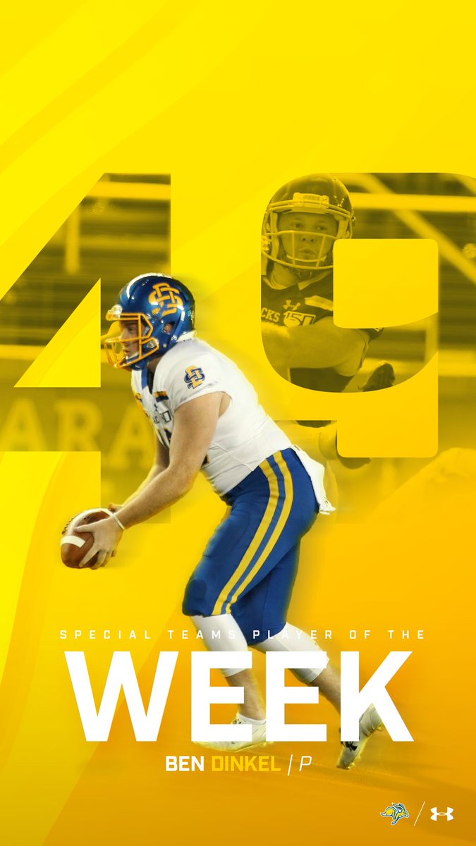 GoJacksFB's tweet photo. Players of the week from Saturday’s win over Missouri State:
Offense:
@cade_johnson
@aron_t_johnson
Defense:
@rearith
Special Teams:
@Bdinkel32
⭐️ #JacksPOW ⭐️ https://t.co/lq4MeEw11W