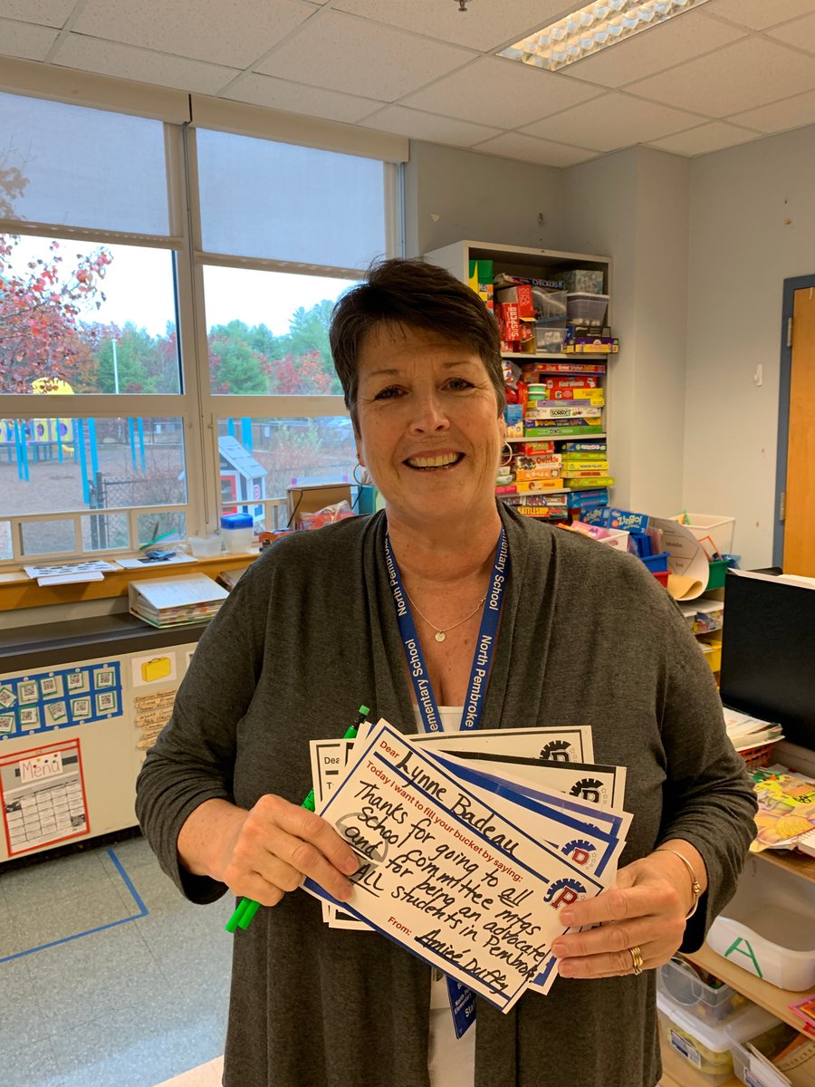 Spreading some #PositiveVibes on this dreary day.  Mrs. Badeau of NPES had 5 #BucketFiller cards from her peers! Thank you for your smile  Thank you for being an advocate Thank you for being so caring. Thank you for making me laugh #TitanPride #ThankYou