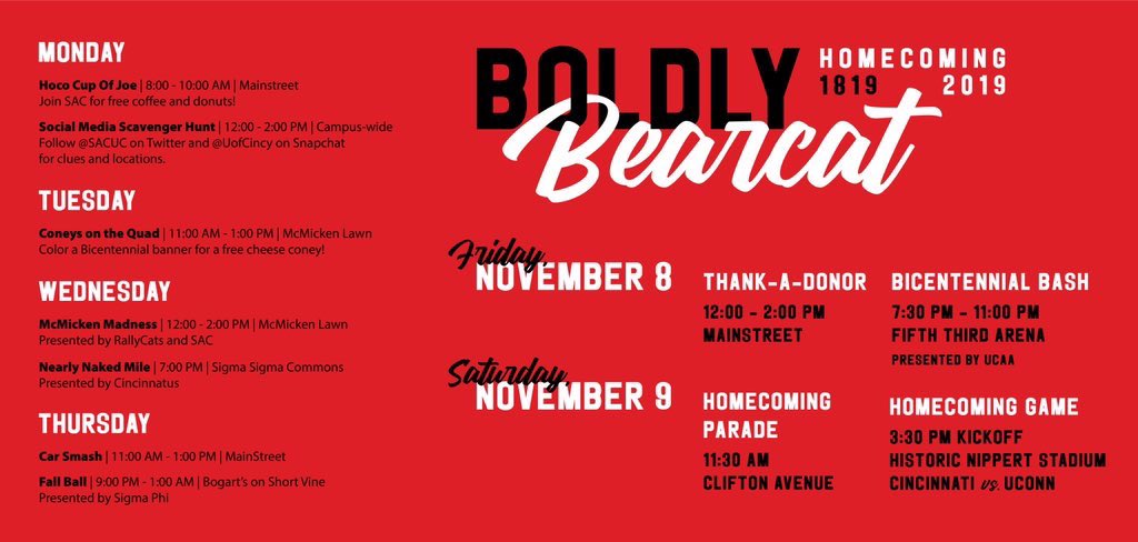 UCPhiRhoChi's tweet image. Best week of the year to be Bearcat! Thanks to @SACuc for organizing such a fantastic week for everyone. #200 #GoCats