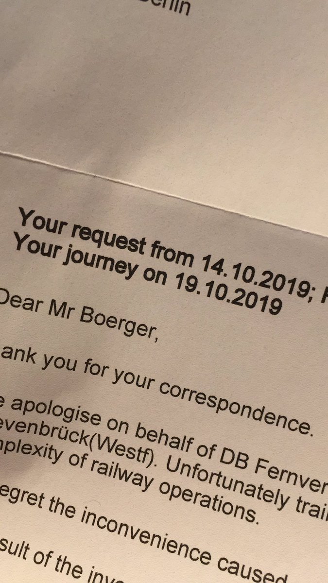 Liebe <a href="/DB_Bahn/">Deutsche Bahn Personenverkehr</a> was stimmt hier nicht? Ok, ich kann englisch, das konntet ihr aber nicht wissen...nein ihr habt euch bei meinem #Fahrgastrechte Antrag um ein Jahr vertan. Meine Verbindung war in der Vergangenheit (2018) und nicht in der Zukunft. Next steps?