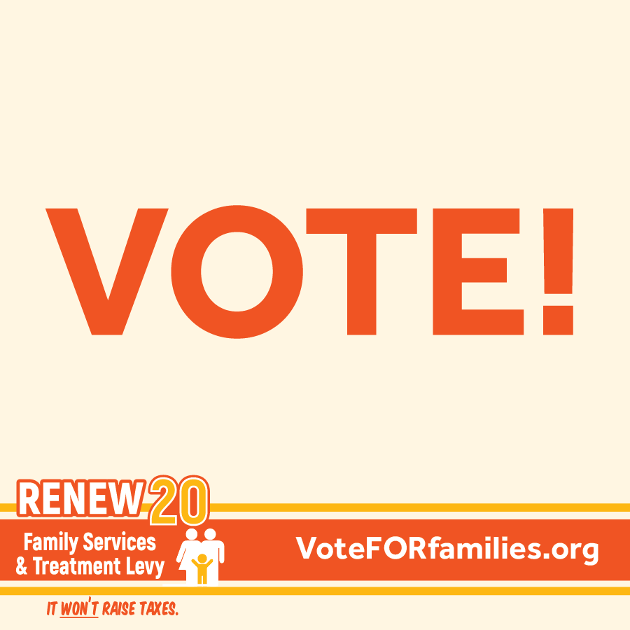 FamilySvcsLevy's tweet photo. Today is election day! Vote FOR stronger, safer communities by funding programs essential to effective drug prevention, treatment, and recovery services. #VoteFORissue20! It won't raise your taxes! https://t.co/CEr4C1e78E