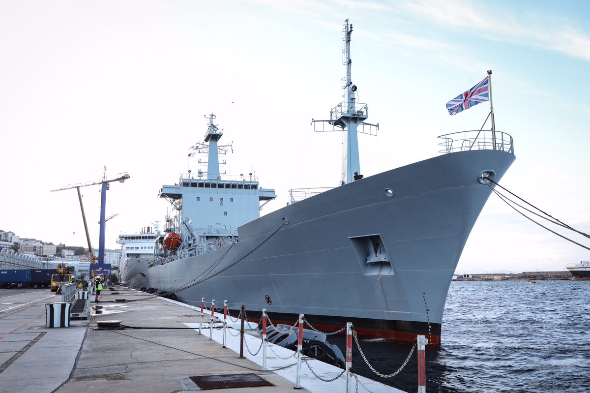MODGibraltar's tweet photo. Ocean survey vessel HMS Scott departed #HMNB #Gibraltar earlier today. The 13,500 tonne @RoyalNavy ship had been alongside in the #Naval #Base for a Fleet Time Support Period. Looking forward to your next visit already. @GibdockLtd @ComdJFC_UK @HMNBDevonport https://t.co/cl9taME6if
