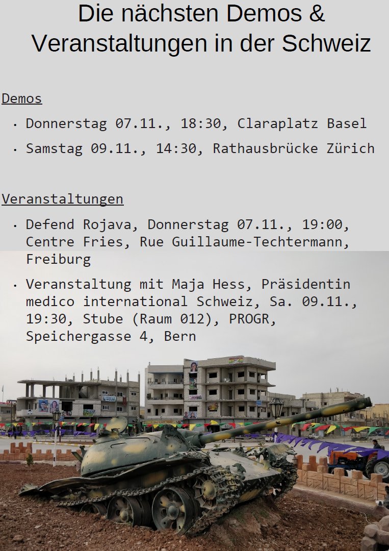 AgendaRojka's tweet image. Aktuelle Übersicht von heute, Dienstag 05.11.

#riseup4rojava #fight4rojava