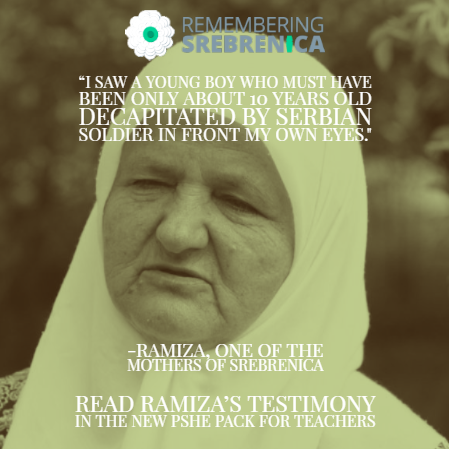 #Teachers: Using the lessons from Srebrenica to tackle hatred &amp; intolerance, our new #PSHE pack includes lessons on identity, community, justice &amp; genocide.

Download now: buff.ly/35ABKLN
Read Ramiza’s story here: buff.ly/2WFGFHr