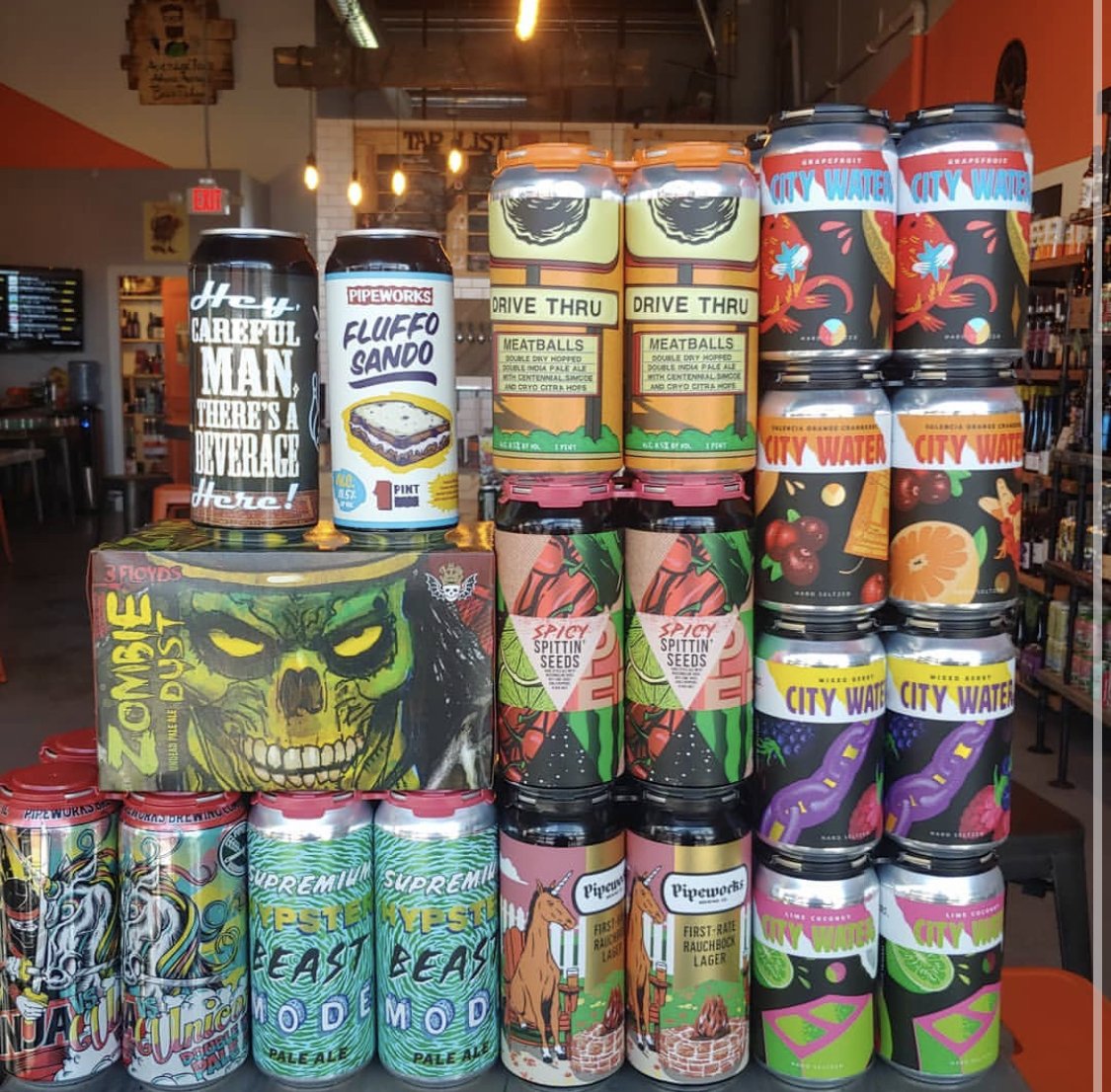 crafted79's tweet photo. Tuesday drop! Ft. @PipeworksBrewin Hey, Careful Man, There’s a Beer Here, @3floyds Zombie Dust, and City Water hard seltzers.
#Crafted1979 #CraftBeer #BottleShop #Beer #GetHereAndDrinkBeer #NewBeerWhoDis #NewSeltzersForJosh #SeltzersForDays https://t.co/sdTxVzGcgX