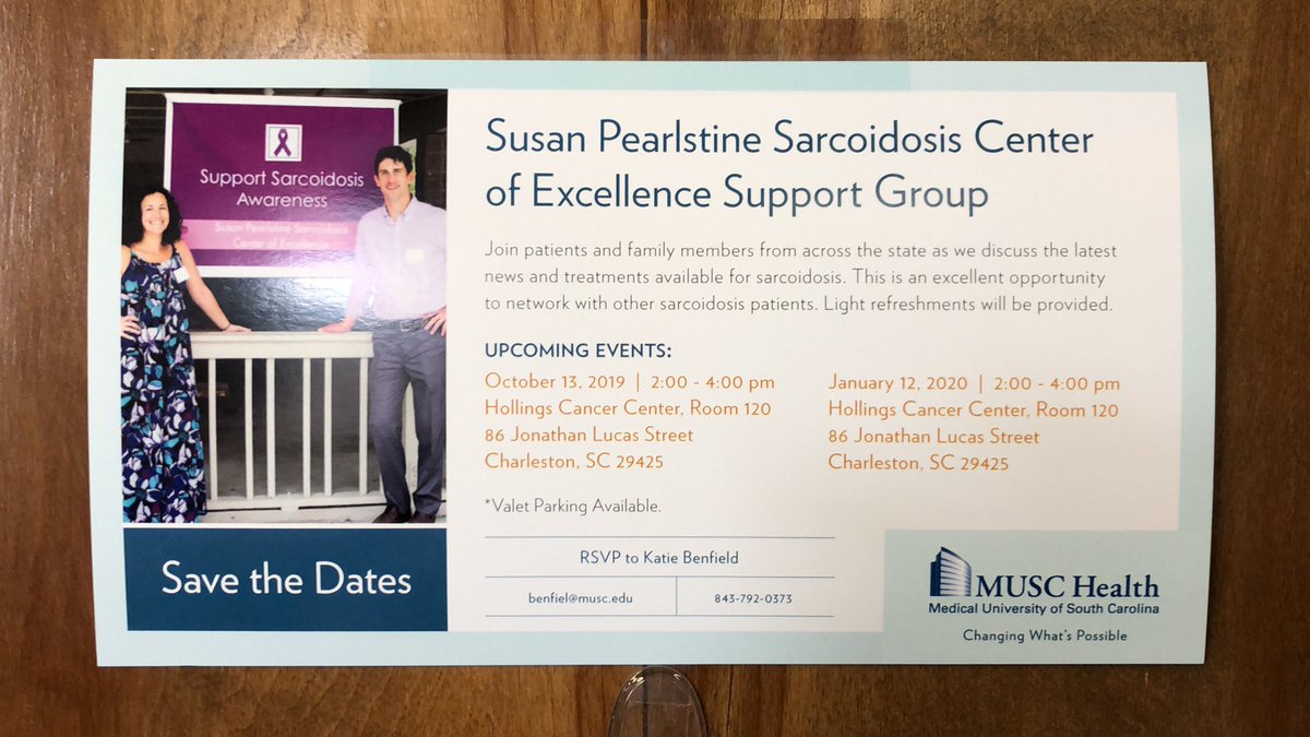 Save the date for our next sarcoidosis support group meeting! Jan 12, 2020. RSVP to Katie at 843-792-0373 #sarcoidosis #futureofsarcoidosis