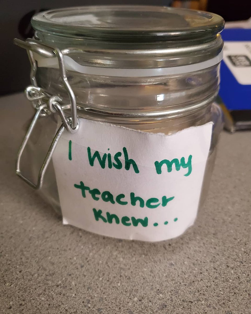 KEvans_ACES's tweet photo. This jar is supposed to be for things happening in their lives that they want me to know but are nervous to say them out loud. Sometimes they just leave me little gems like this and they make my day 💕 #ACESPowerUp #4thgradeteacher https://t.co/sQ6ve5qKZ5