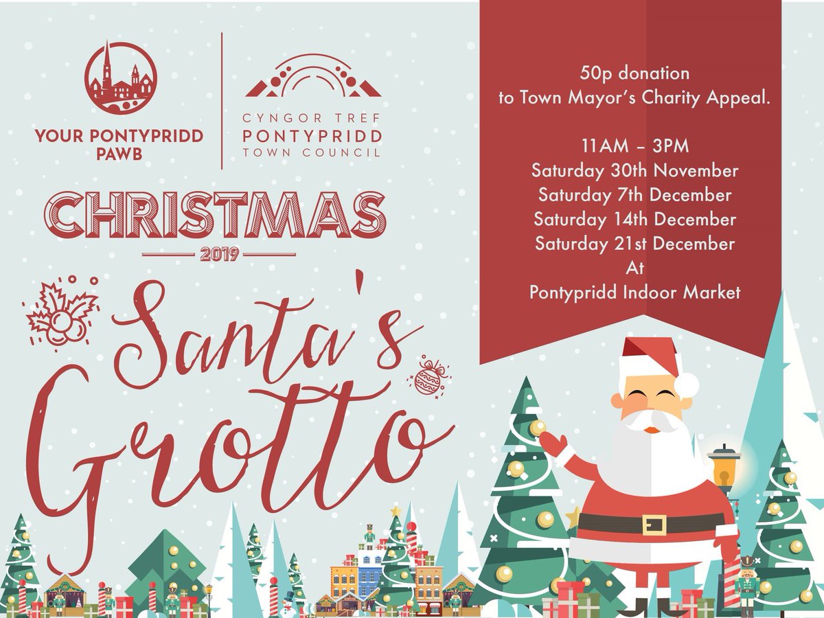 Santa’s in his grotto Pontypridd Indoor Market every Saturday from 30th November through to 21st December with Pontypridd Town Council and Your Pontypridd BID 107.9FM / gtfm.co.uk / GTFM App / Smartspeakers