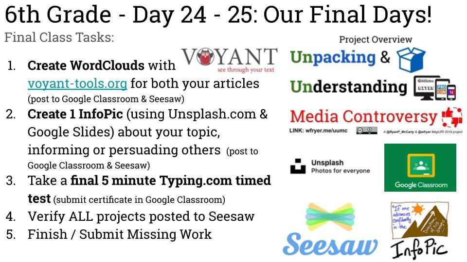 wfryer's tweet photo. @RyanP_McCarty This is how I've simplified the #MediaLit #MediaLiteracy project @RyanP_McCarty & co-created last summer at #digiURL for our last 2 days of the semester (for 6th graders) - Still developing some good skills, but a much less ambitious "ask" of students. /1 https://t.co/rkUggTzgml