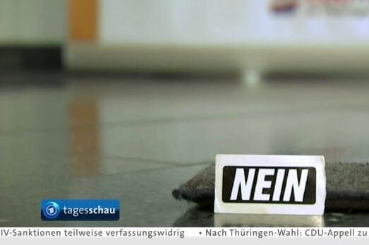 #NEIN goes <a href="/tagesschau/">tagesschau</a>:

NEIN zu CDU-Gesprächen mit der <a href="/AfD_Thueringen/">AfD Thüringen</a>!
NEIN zu autoritärer Politik!
NEIN zur Sicherheitspolitik der CDU!

#noafd #nopag #nopolg #polizeigesetzstoppen
tagesschau.de/multimedia/sen…