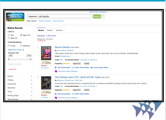 FocusedED's tweet image. Quick search “self identify” for ages 9-12 resulted in 447 reviewed titles in  NovelList k-12 Plus.  Find detailed reviews and suggestions for all of the core competencies. #BCCurriculum @EBSCO