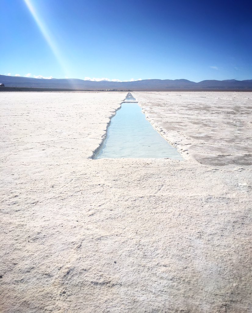 MaryConibear's tweet photo. Salt flats at Salinas Grandes and the switchbacks that took us up to 11,000+' elevation and over to get there. And a tasty vicuña #didnteatit #salinasgrandes #argentina https://t.co/Wz7bVreUr6
