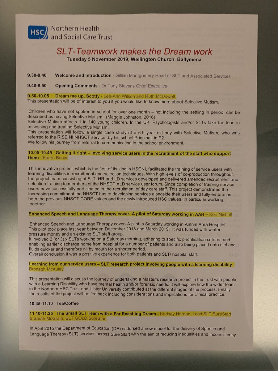 Fabulous day for NHSCT SLTs. Celebrating the diversity of our work.  Teamwork makes the Dream work!