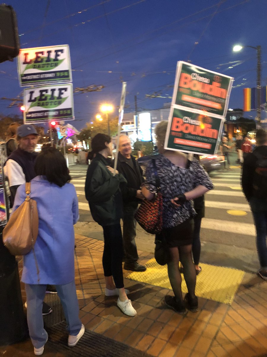 Supporters of Chesa Boudin & Leif Dautch at Harvey Milk Plaza