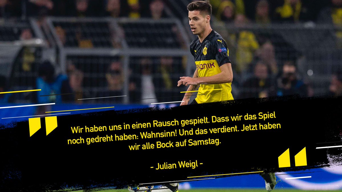 BVB's tweet image. 🗣️ Einmal die zweite Halbzeit für Samstag, bitte! @JuWeigl 

#BVBInter #UCL